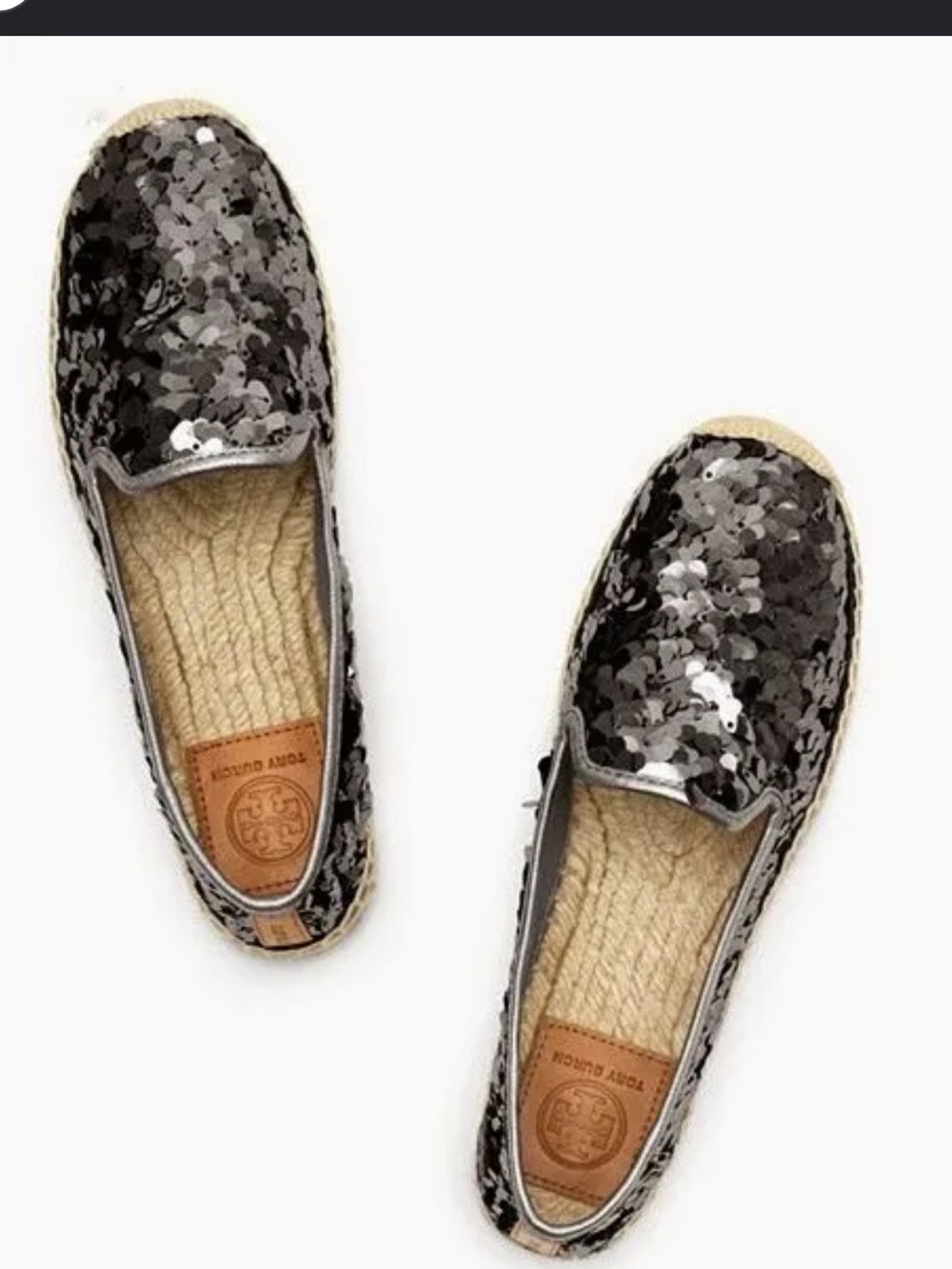 Tory Burch Mischa flat espadrille silver oval sequins